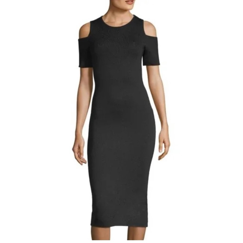 Michael Kors olive green bodycon dress with shoulder cutoffs, size S